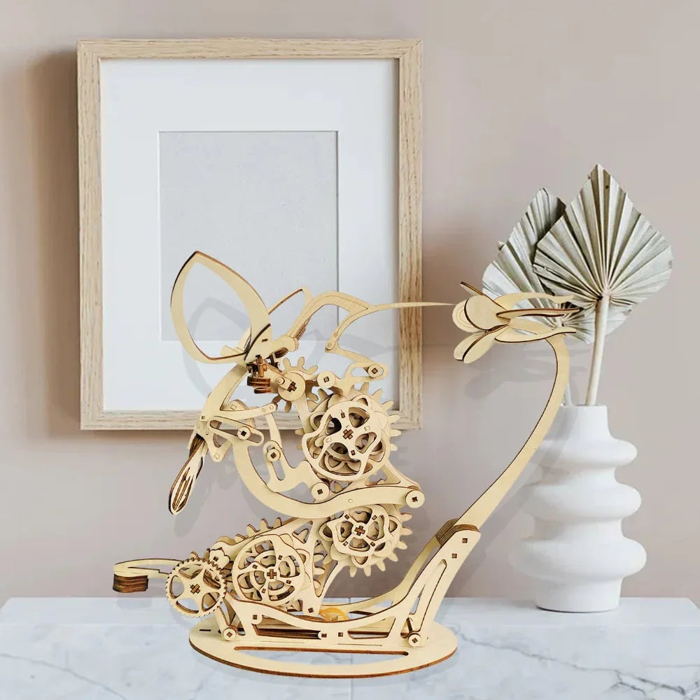 Kinetic Hummingbird Sculpture - 3D Wooden Mechanical Puzzle Kit