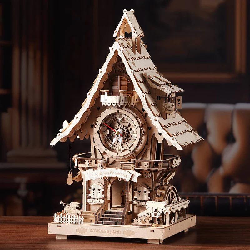 Woodland Cuckoo Clock 3D Wooden Puzzle Kit with LED Lights
