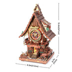 Colorful or Wood 3D wooden clock puzzle with LED lights, crescent pendulum and working timepiece