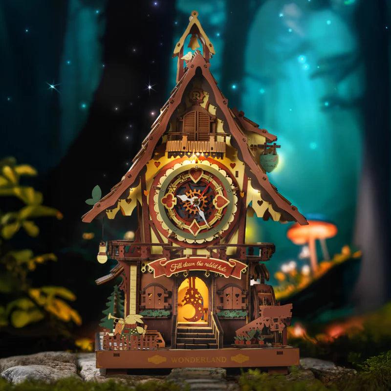 Woodland Cuckoo Clock 3D Wooden Puzzle Kit with LED Lights