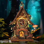435-piece LED lights wooden clock puzzle in Colorful or Wood for an intermediate hands-on build