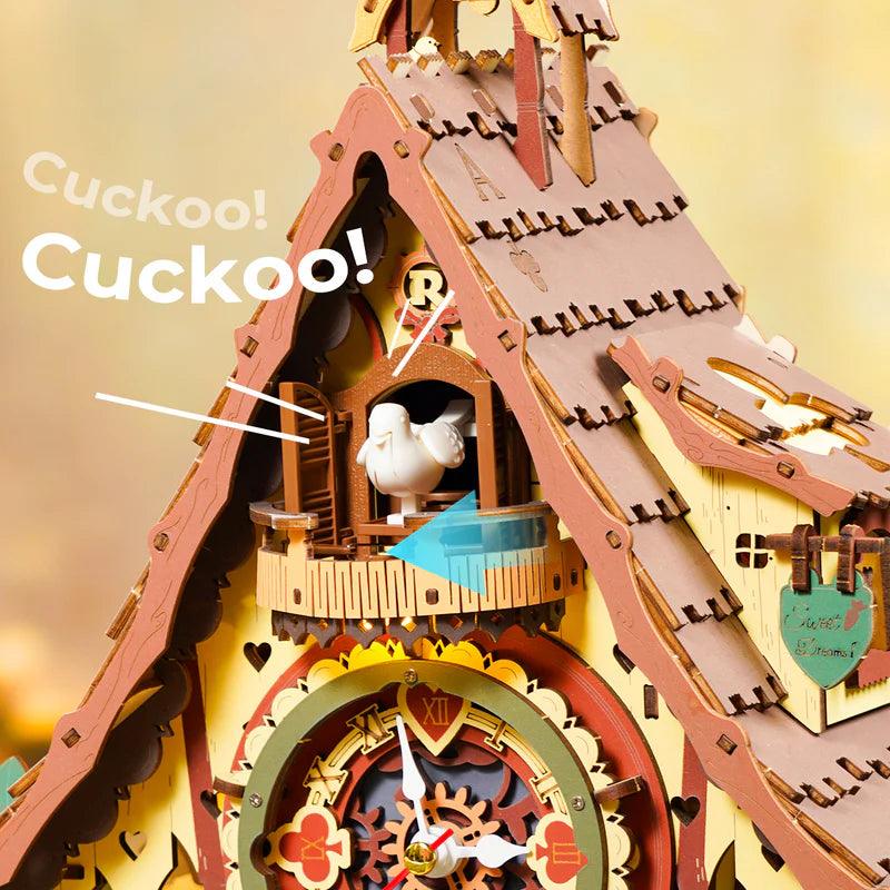 Woodland Cuckoo Clock 3D Wooden Puzzle Kit with LED Lights