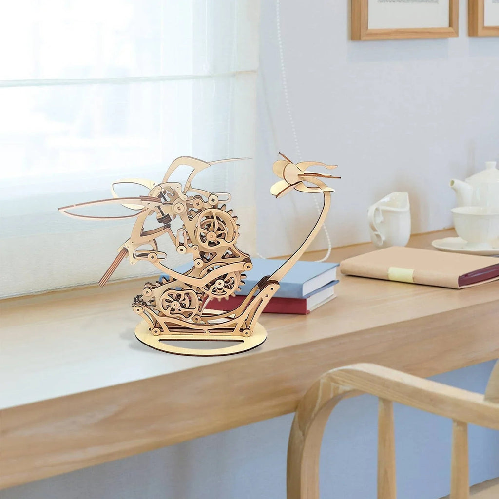 Kinetic Hummingbird Sculpture - 3D Wooden Mechanical Puzzle Kit