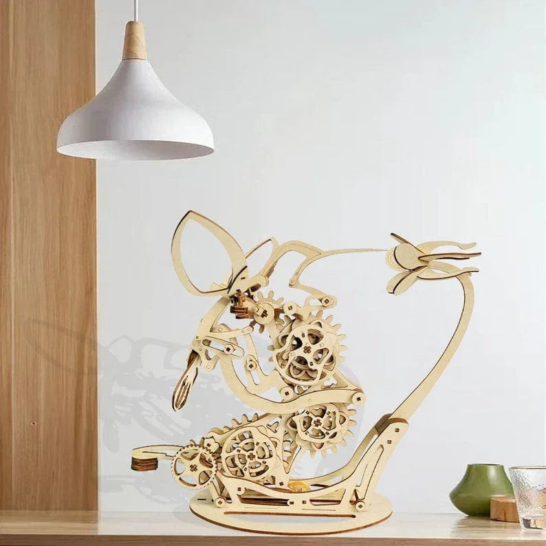 Kinetic Hummingbird Sculpture - 3D Wooden Mechanical Puzzle Kit