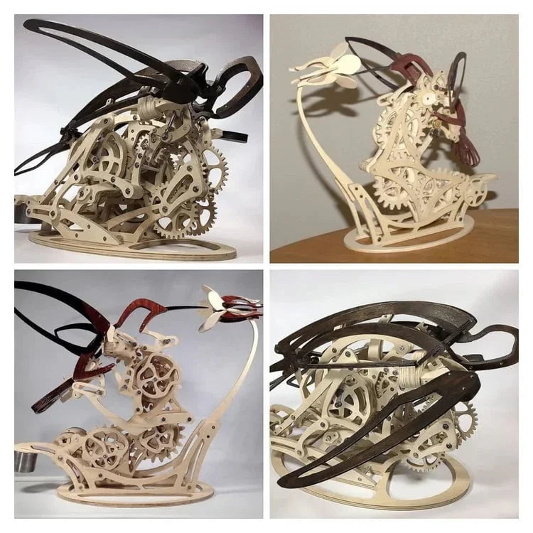 Kinetic Hummingbird Sculpture - 3D Wooden Mechanical Puzzle Kit