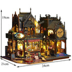Completed Holo Magic City miniature house as a lit decorative centerpiece for a shelf or desk