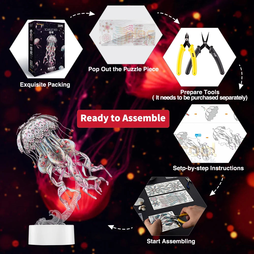 3D Metal Puzzle Jellyfish Kit