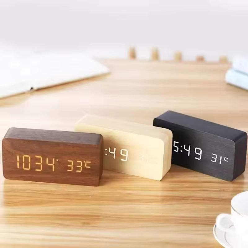 NatureSense Wooden LED Alarm Clock