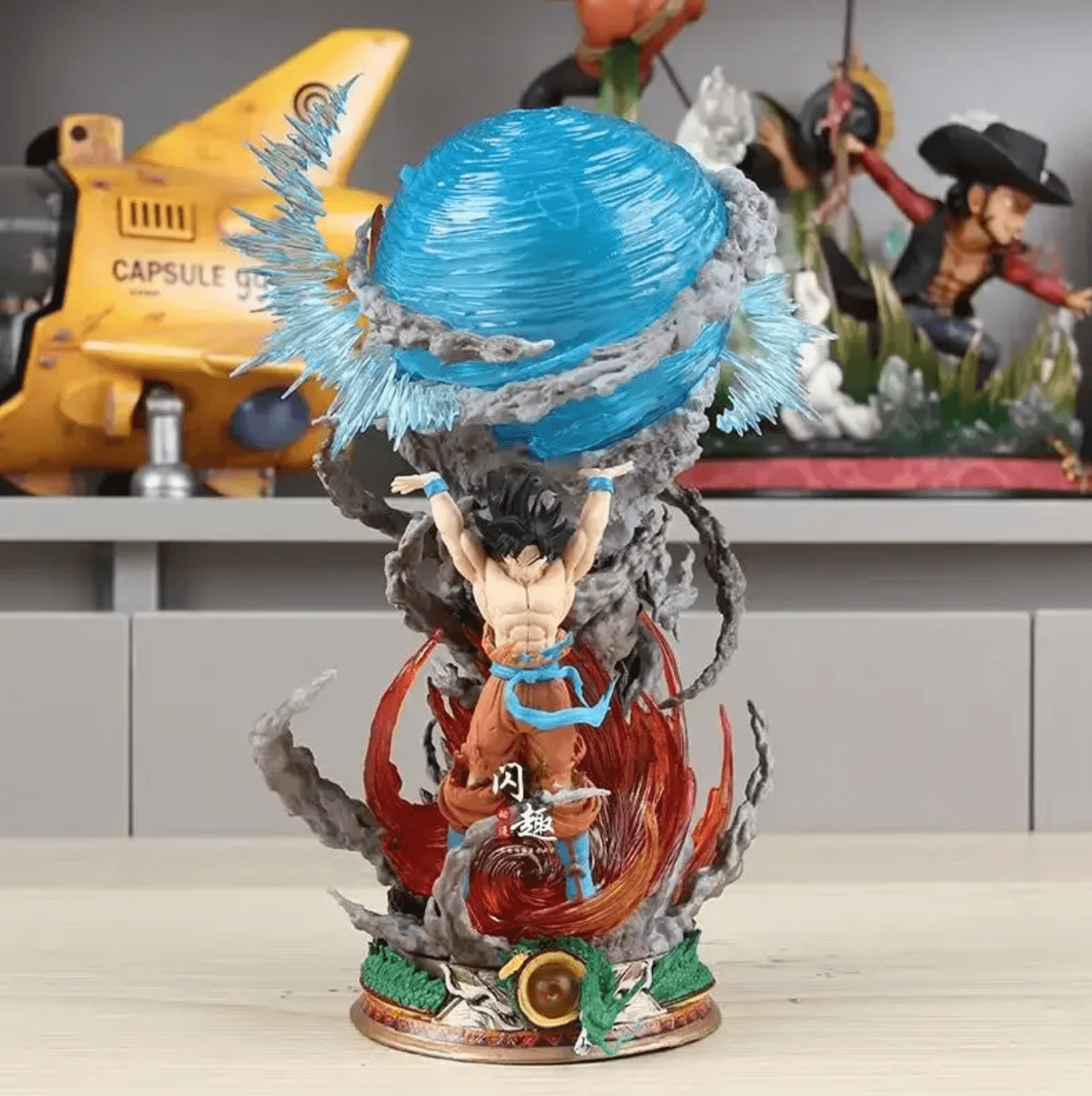 Goku Spirit Bomb figurine for anime collections, a 23 cm hand-painted PVC and resin fixed-pose display statue — Gearfinch