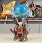 Goku Spirit Bomb collectible with translucent energy effects and a sculpted debris base for anime room decor