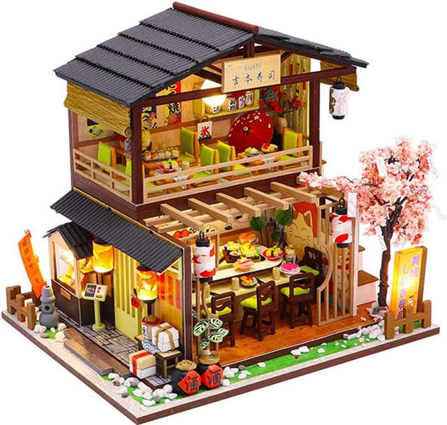 Sushi Haven miniature restaurant kit for building a Japanese style shelf display at home — Gearfinch