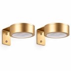 Zwei goldene wiederaufladbare ArtGlow-Bilderleuchten mit Wandhalterungen
