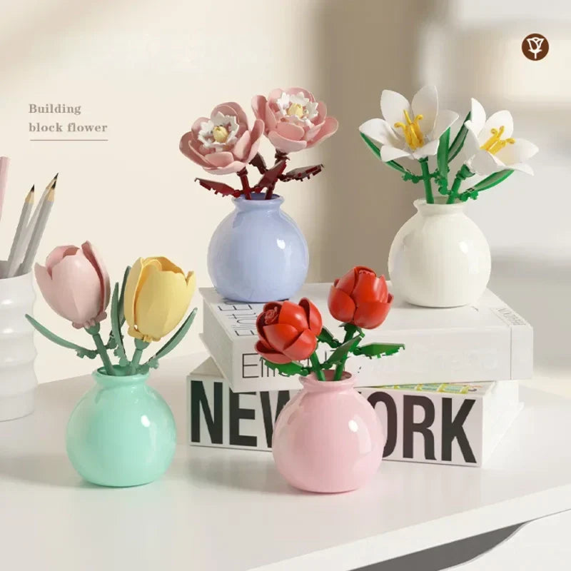 Building Block Flowers - Brick Bouquet with Vase