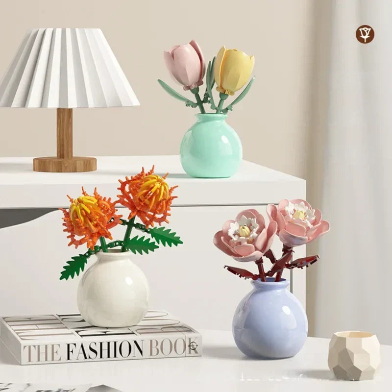 Building Block Flowers - Brick Bouquet with Vase