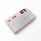 Roze Chroma Slide digitale camera met de schuiflensafdekking open