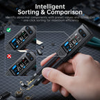 Tweezer tips contacting a small electronic component