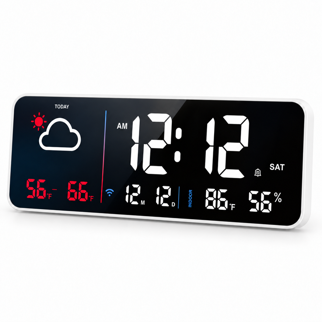White Dayview 10-inch Wi-Fi weather clock on a clean white background