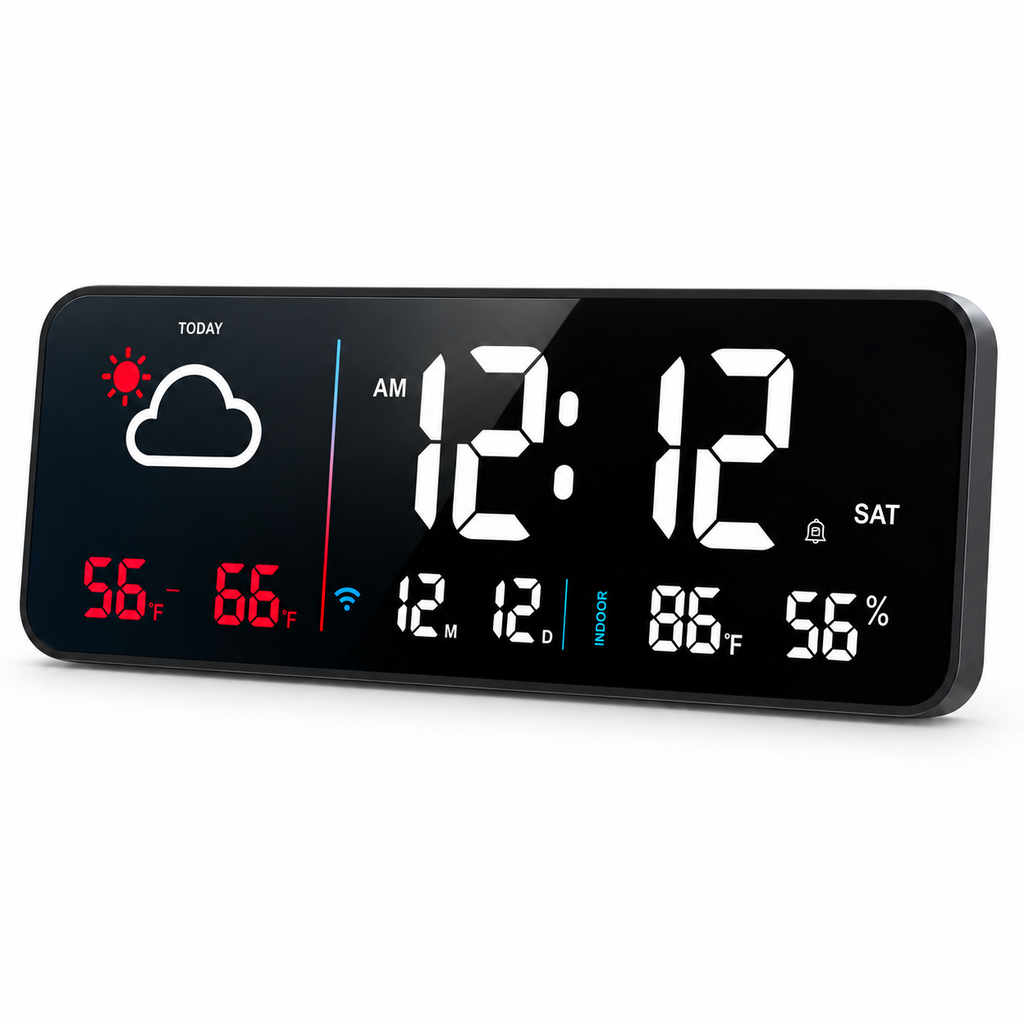 Black Dayview 10-inch Wi-Fi weather clock on a clean white background