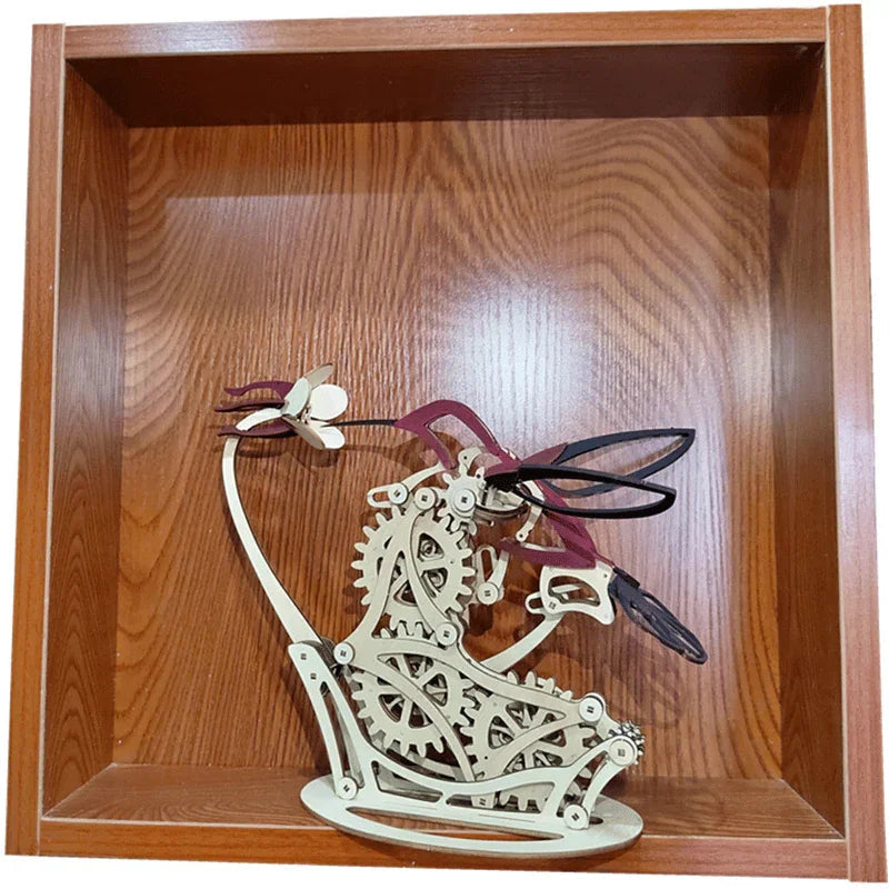 Kinetic Hummingbird Sculpture - 3D Wooden Mechanical Puzzle Kit