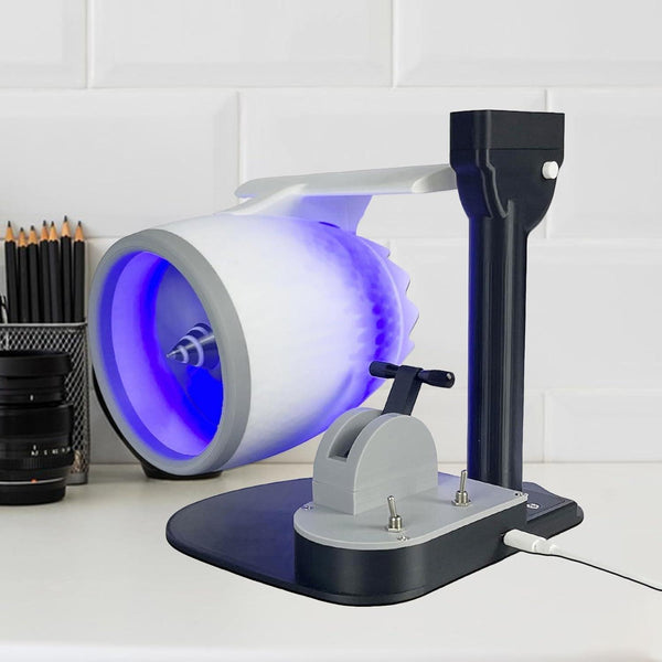 Red JetEngine desktop companion with USB fan, humidifier mist and red tail lights for a themed workspace — Gearfinch