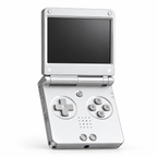 ANBERNIC RG SP Platinum handheld, open front view