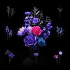 Beginner flower blocks set with full and half bloom purple roses for builders ages 8 and up