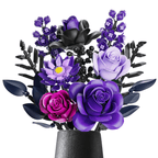 Purple flower bouquet blocks set with roses in four purple shades for lasting home display