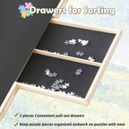 Rotating 1500 piece puzzle board with two sorting drawers on each side for organized jigsaw sessions