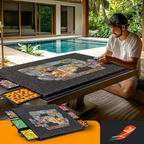 GearFinch 2000-piece puzzle board with six sorting drawers in a lifestyle setting