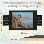 35 by 25.6 inch dimensions of a 1500 piece puzzle board for checking finished jigsaw fit before ordering