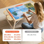 Jigsaw sorting table drawers with four separate pull-outs for loose puzzle pieces