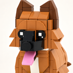 Close view of the custom dog brick figure example