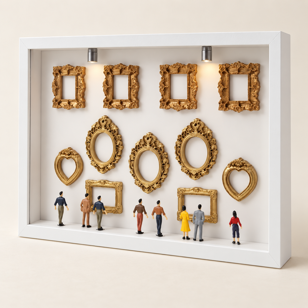 Miniature Photo Gallery Shadow Box Kit, White with lights