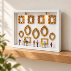 Miniature Photo Gallery Shadow Box Kit in a styled display; decorative surroundings not included