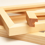 Illustration of the natural wood photo puzzle frame corner and profile