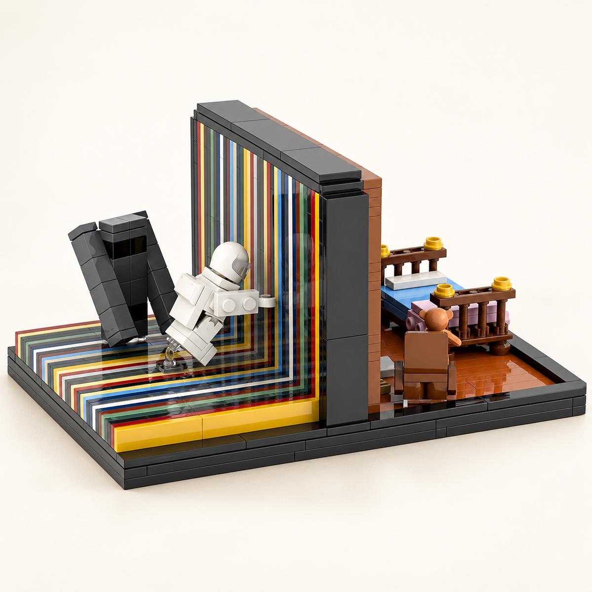 Interstellar-inspired tesseract side with astronaut and colored decorative lines; no lighting — Gearfinch