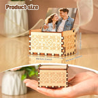 Personalized music box scale and body dimensions: 6.1 by 4.9 by 4.2 cm