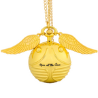 Fantasy watch necklace with a working quartz movement inside an intricately sculpted angel-wing pendant