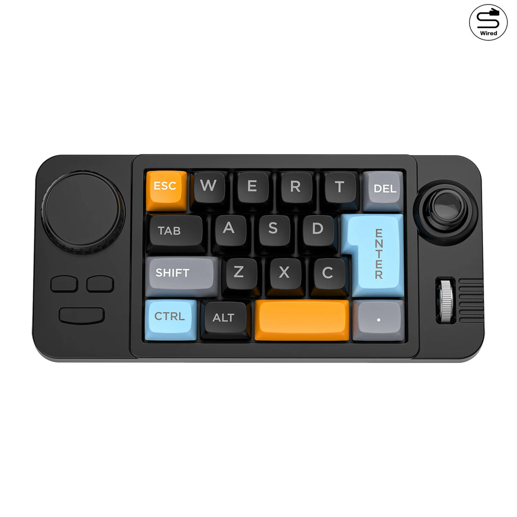 Schwarzes K811-Makropad mit 19 mechanischen Tasten, Drehknopf, Joystick und Scrollrad