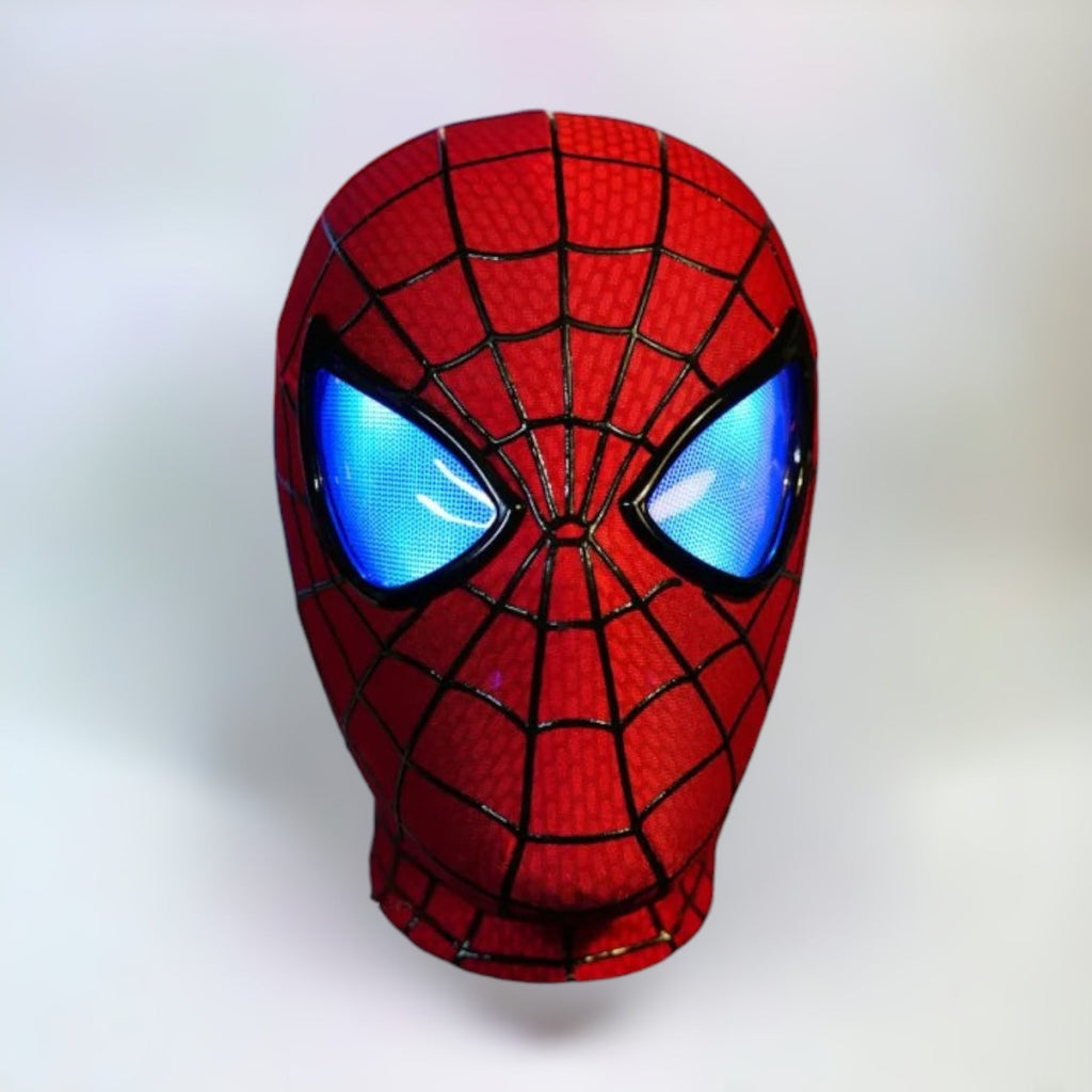Amazing Red moving-eye mask, front view with blue LED eyes
