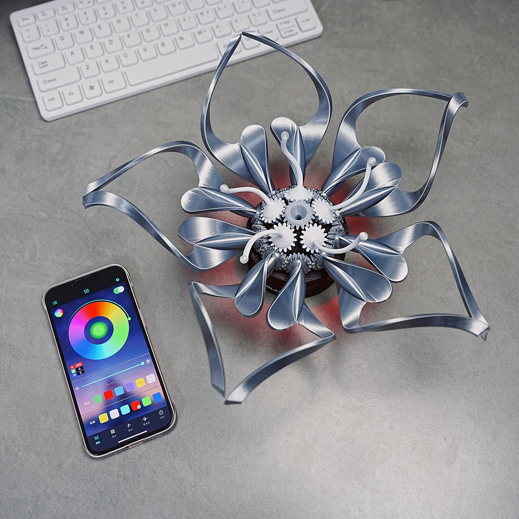 Metal Flower Sculpture Mechanical Steampunk