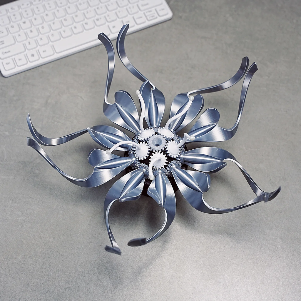 Metal Flower Sculpture Mechanical Steampunk