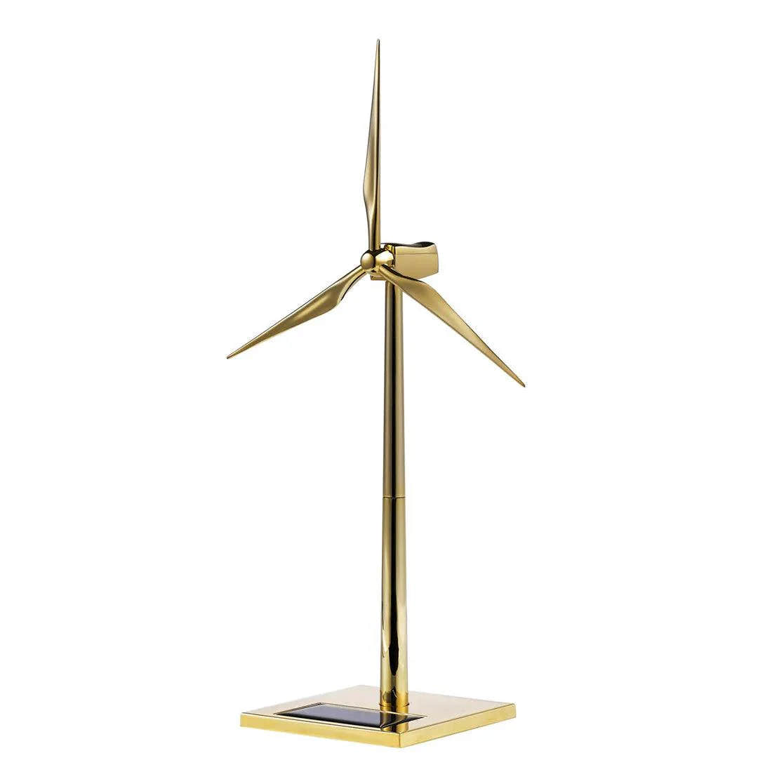 DIY 3D Metal Windmill Solar Powered Wind Turbine Assembly Model Golden