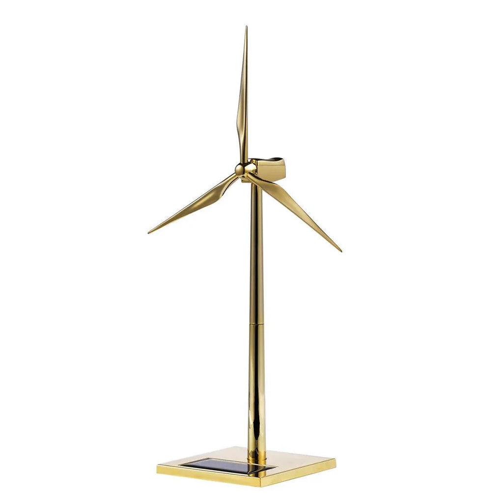 DIY 3D Metal Windmill Solar Powered Wind Turbine Assembly Model Golden