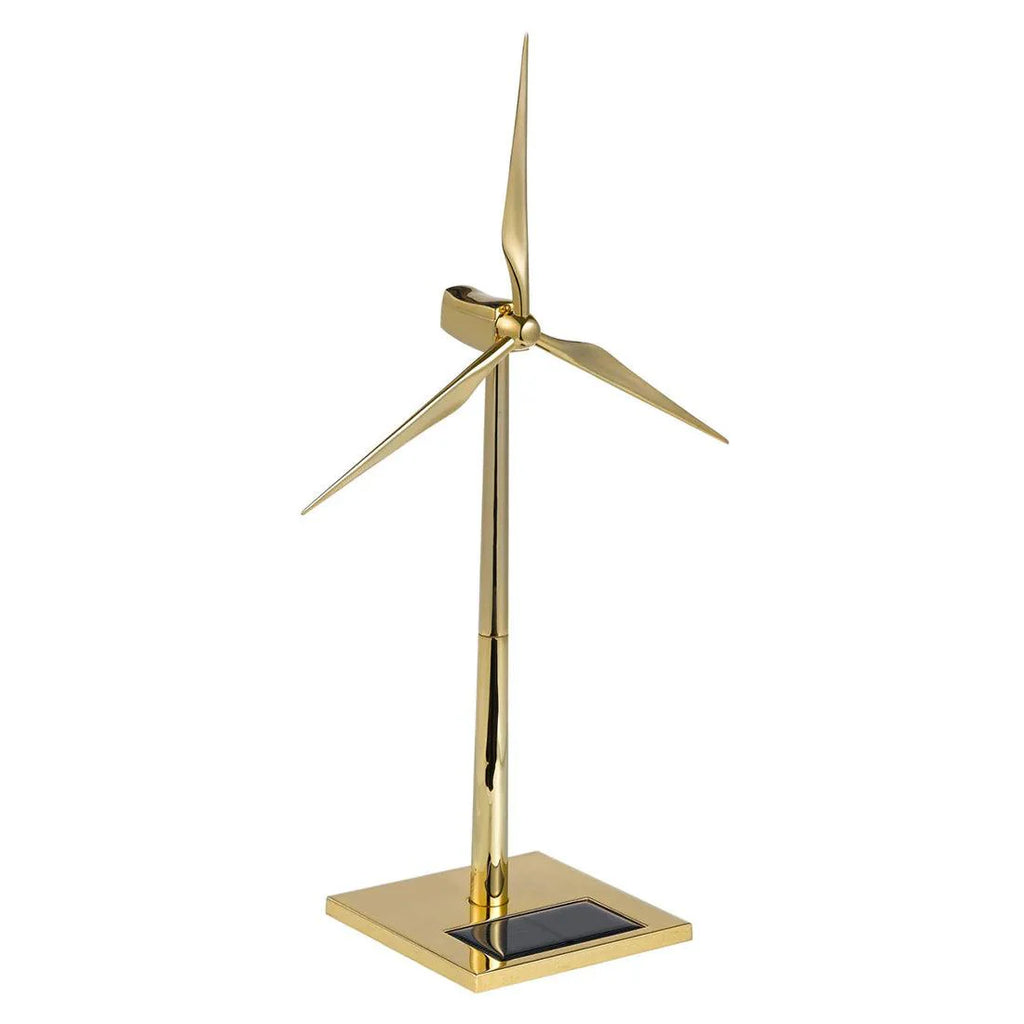 DIY 3D Metal Windmill Solar Powered Wind Turbine Assembly Model Golden