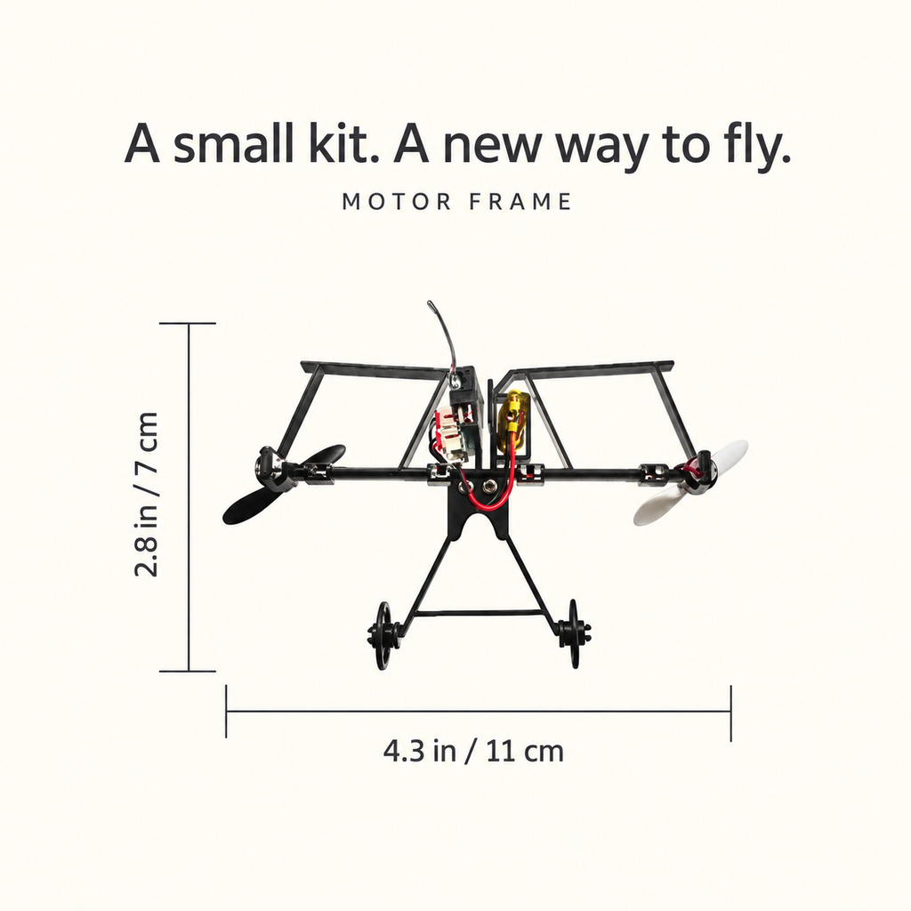 Approximate motor-frame dimensions: 4.3 by 2.8 inches, or 11 by 7 centimeters