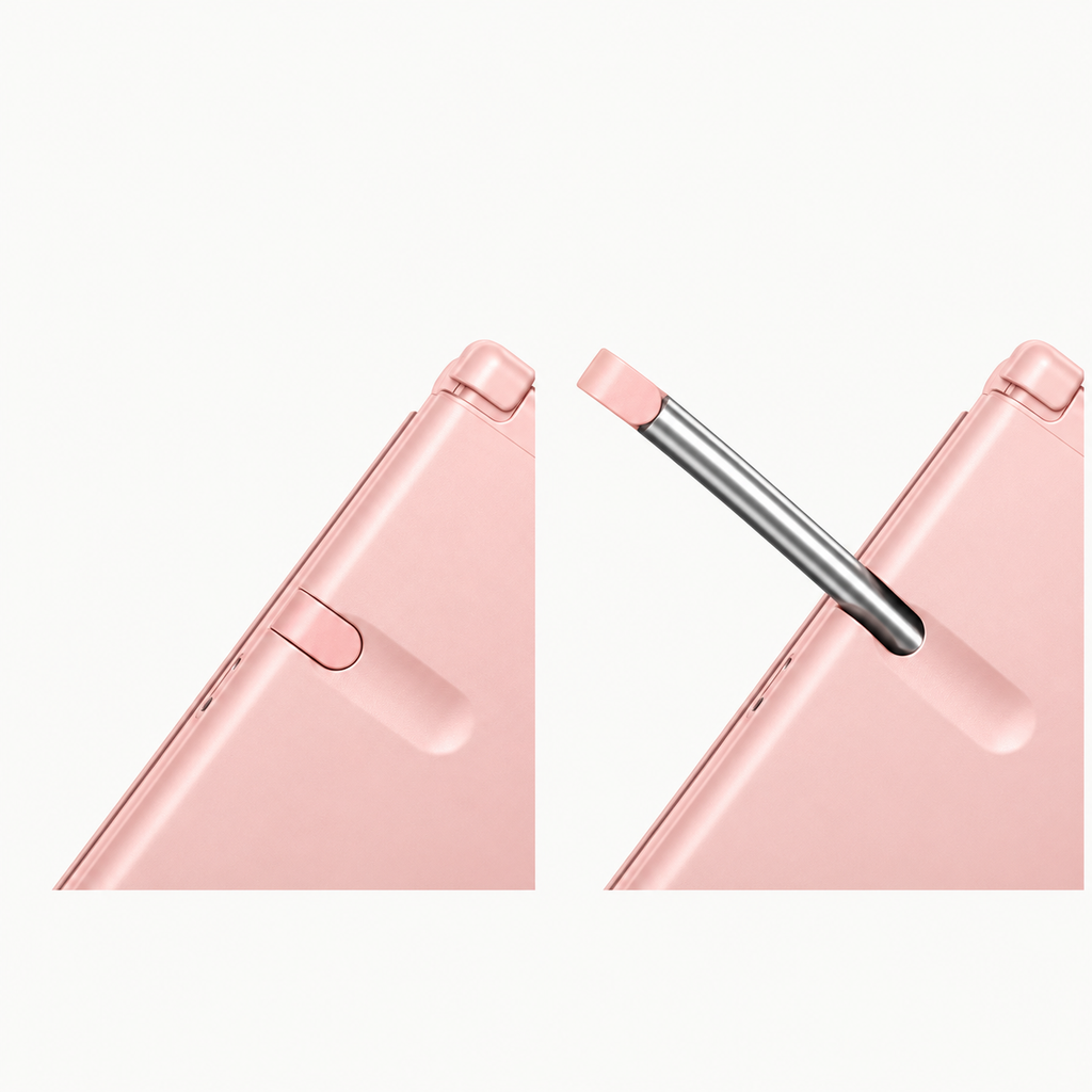 Stored and extended stylus detail, color-matched illustration