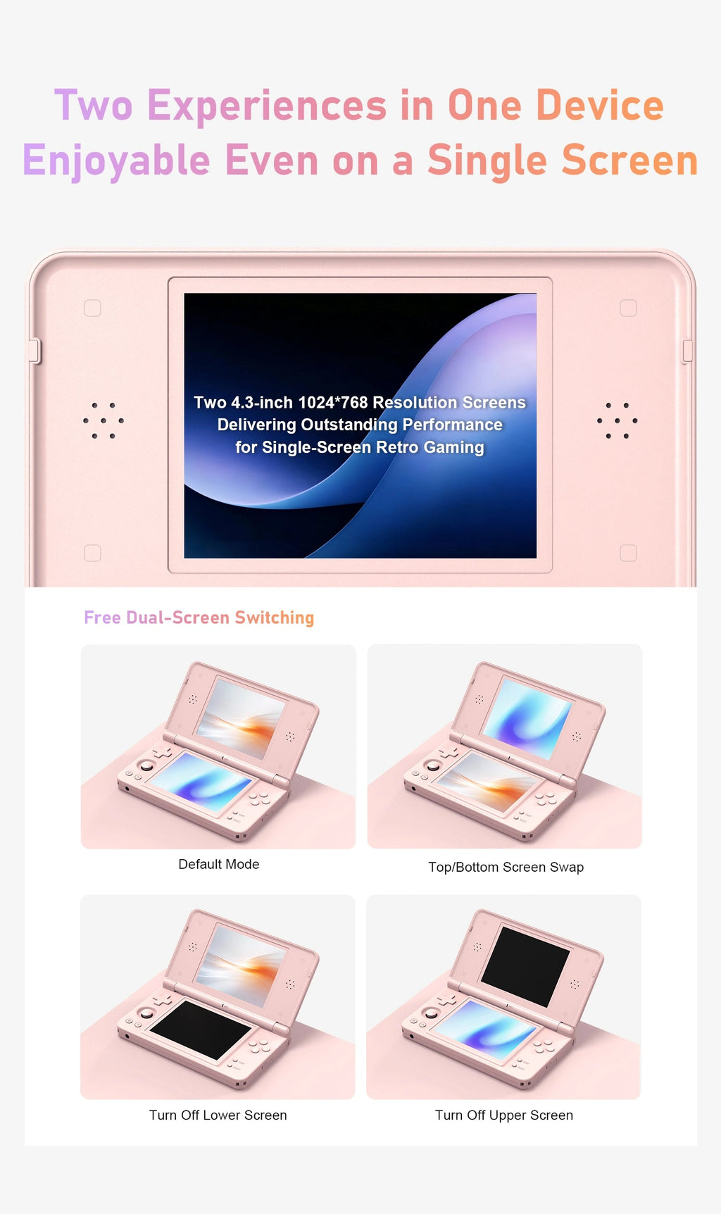 Dual-screen and single-screen layout examples in Coral Pink