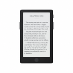 Schwarzer 4,3-Zoll-Taschen-E-Reader mit E Ink-Display und Fronttaste auf weißem Hintergrund