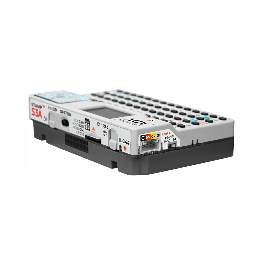Compact keyboard computer viewed from the side